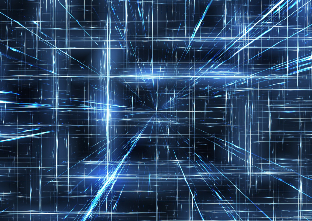 Datenströme abstrakt dargetsellt auf blauem Hintergrund
