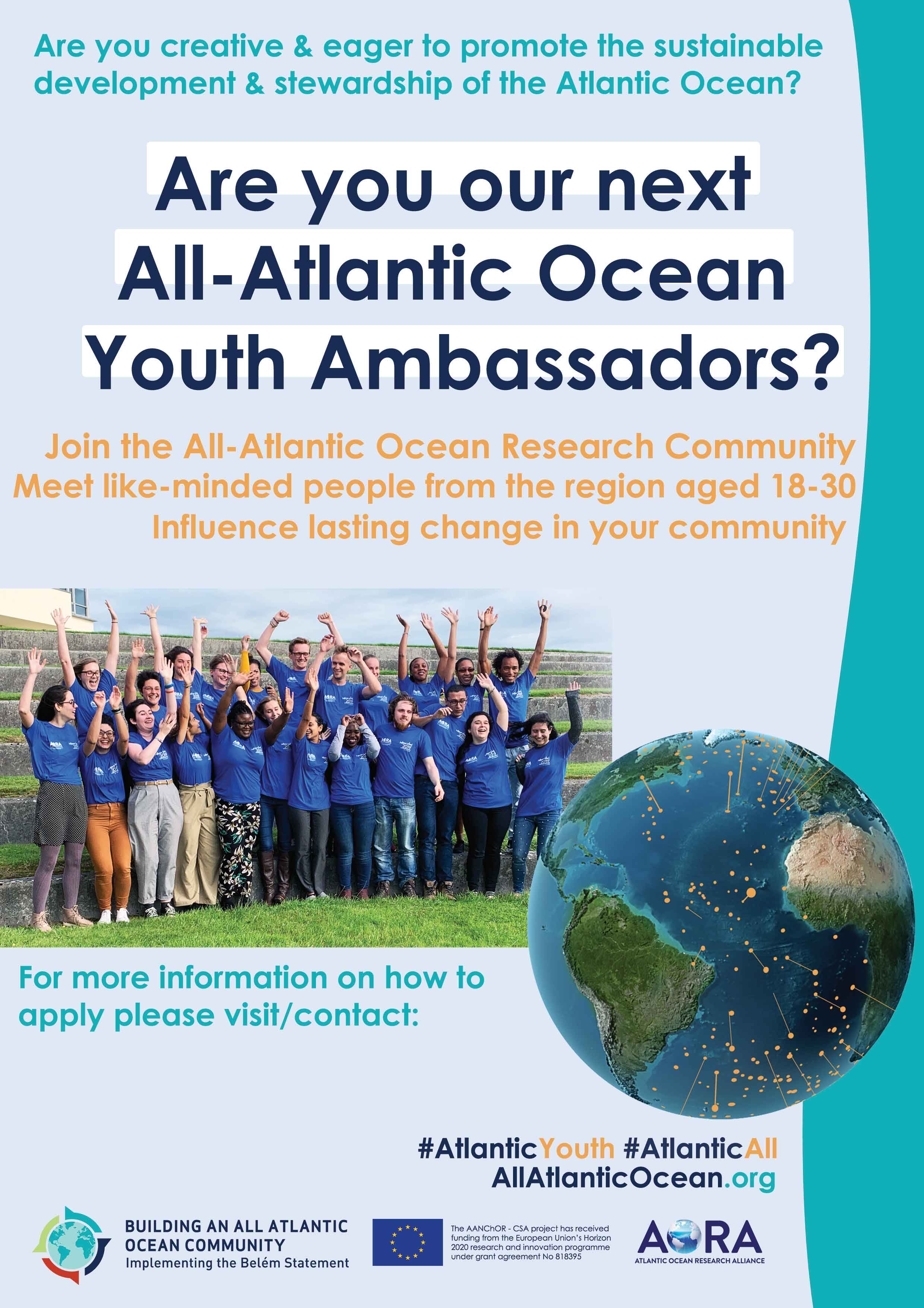 Blatt mit Kurz-Infos für die Suche nach den All Atlantic Youth Ambassadors