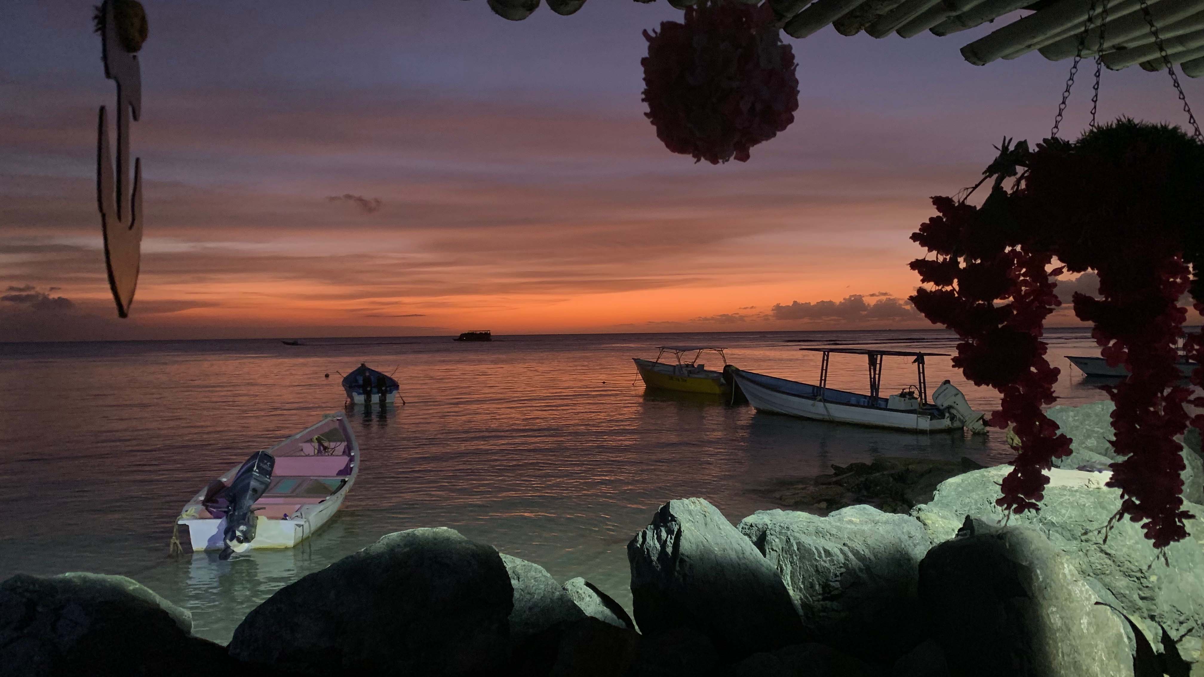 Maestros boat The Amazing Grace at sunset in Tobago