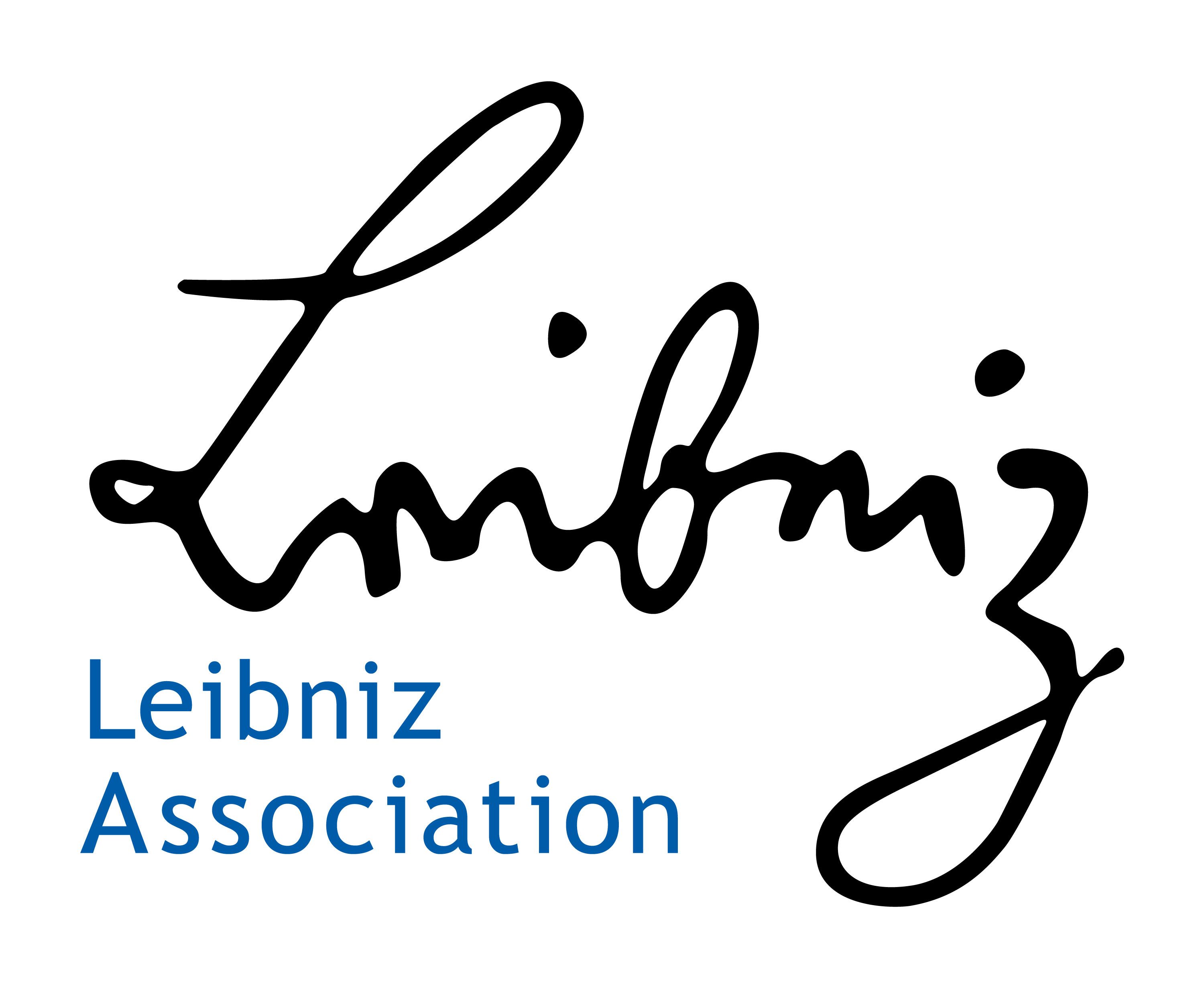 Leibniz Logo fuer Mitgliedseinrichtungen EN Blue Black 62mm